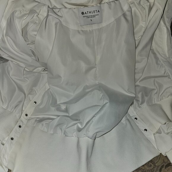 ATHLETA White Hooded Jacket Warm-up Size L - Picture 9 of 15